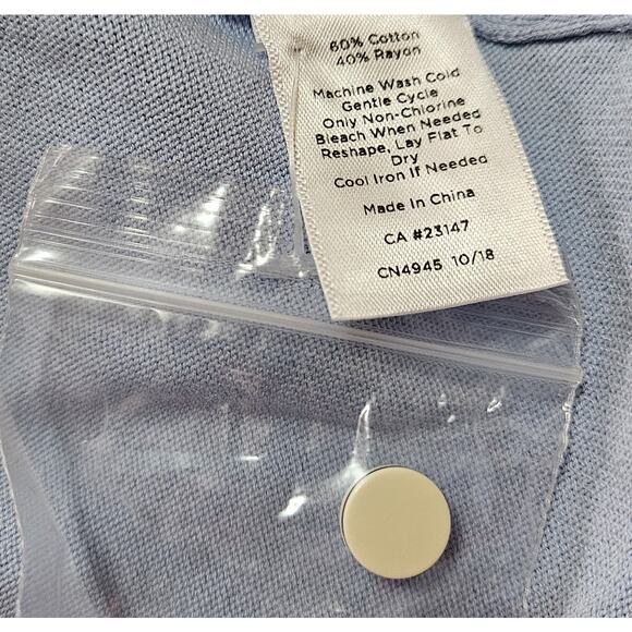 TALBOTS Women M Charming Cardigan Sweater Button Up Blue White 3/4 Sleeve 38" - Picture 7 of 7